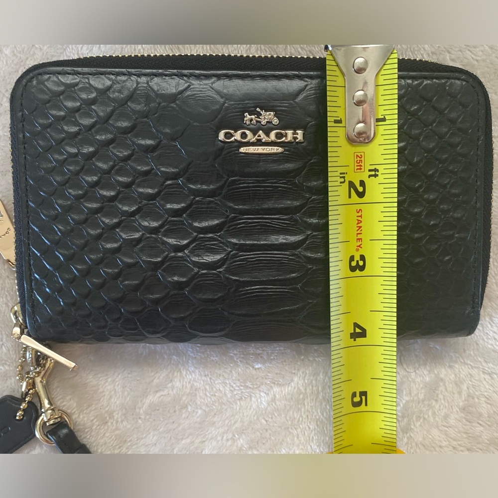 COACH Embossed Leather Double Zip Clutch/Wristlet - Picture 5 of 9